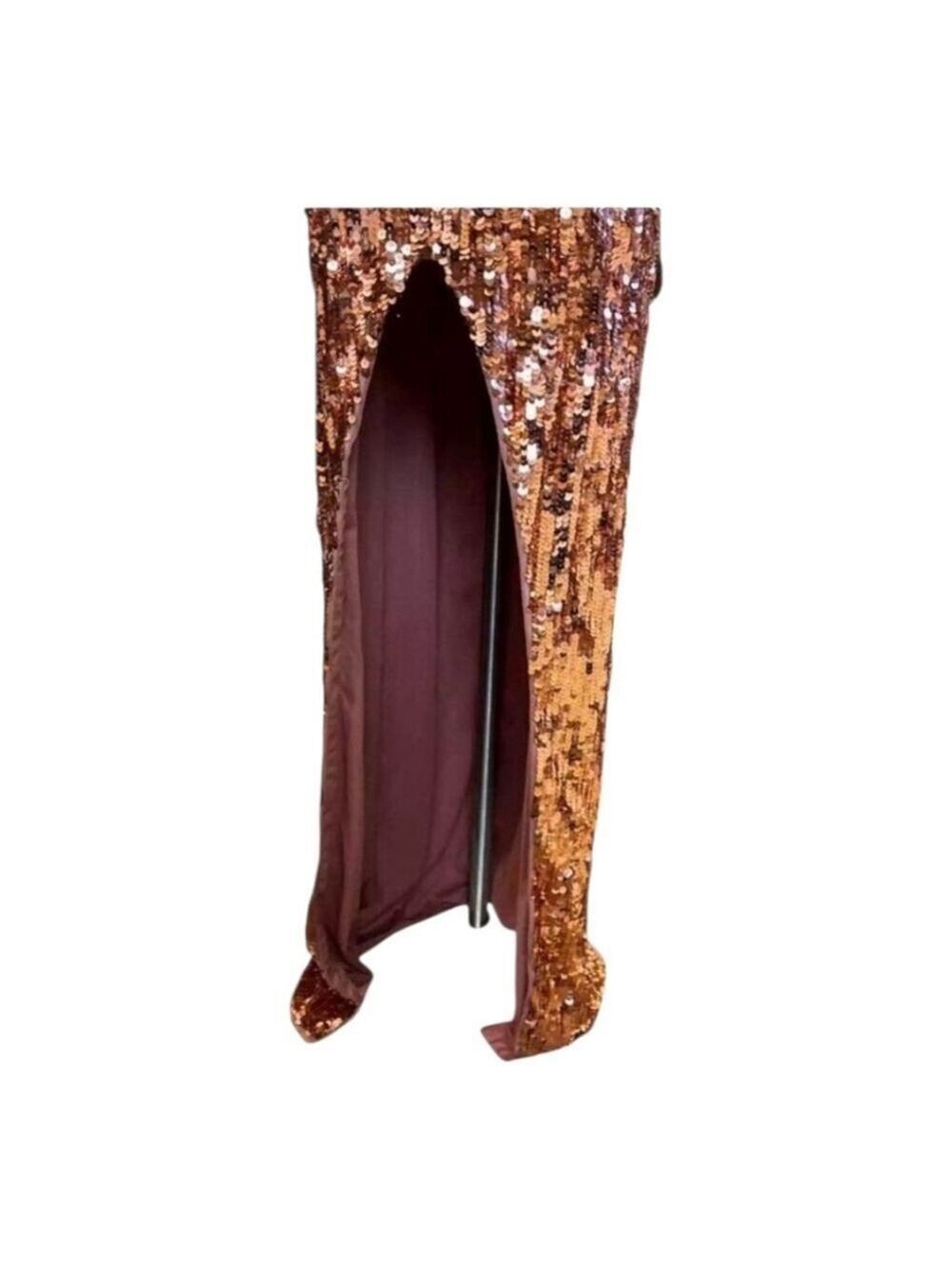 Mac Duggal Cognac Gold Sequin One-Shoulder Gown Size 8 - Picture 9 of 11